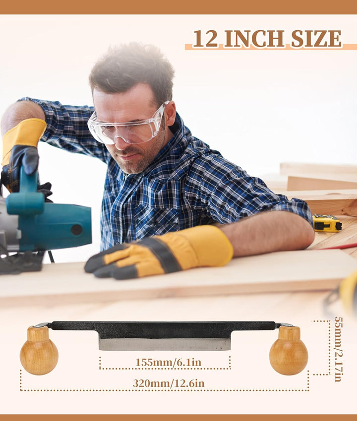 Gugxiom 12-Zoll-Ziehmesser, Doppelter rutschfester Holzgriff, gekrümmte Holzziehklinge, griffiges, a