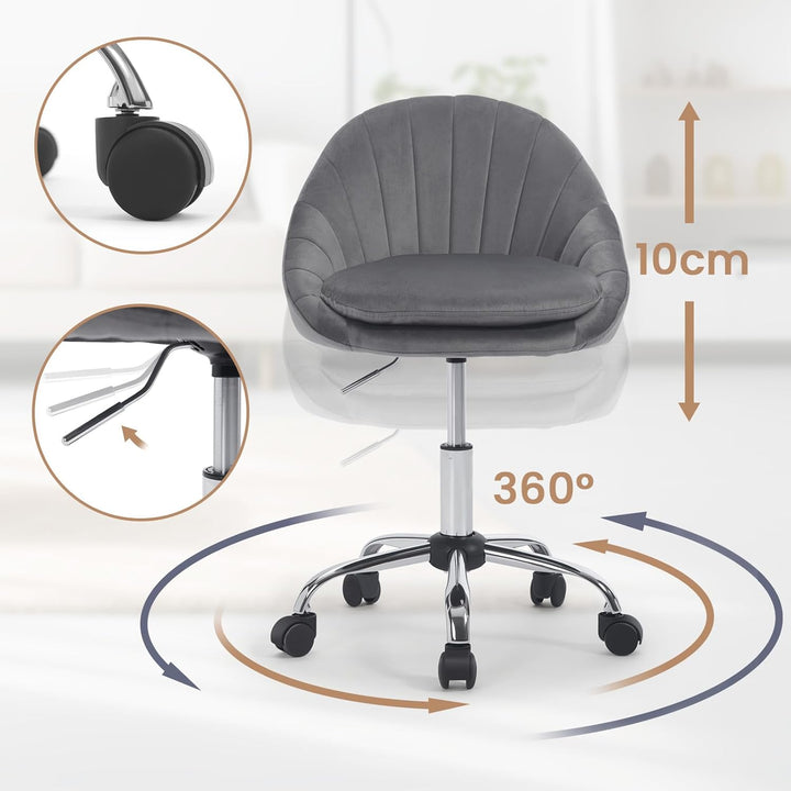 WOLTU Homeoffice Stuhl, Bürostuhl ergonomisch, Schminkstuhl drehbar, Drehstuhl mit Rollen, Schreibti