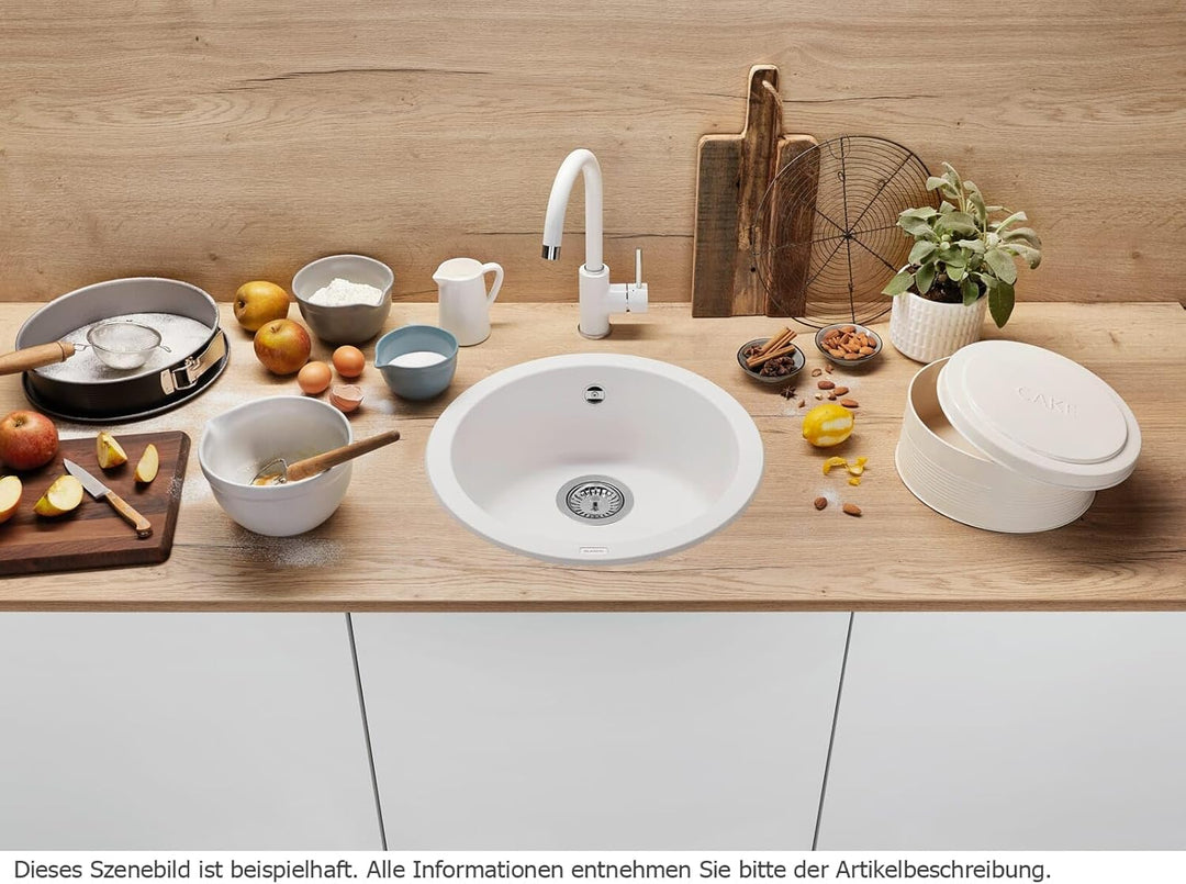 BLANCO RONDO | SILGRANIT schwarz | Einbauart: Einbau von Oben | ohne Ablauffernbedienung | 45er Unte