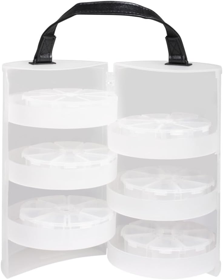 Rayher 39499000 Sortierbox, für Kleinteile, rund, ø 13cm, mit Tragegriff, transparent, für Bügelperl