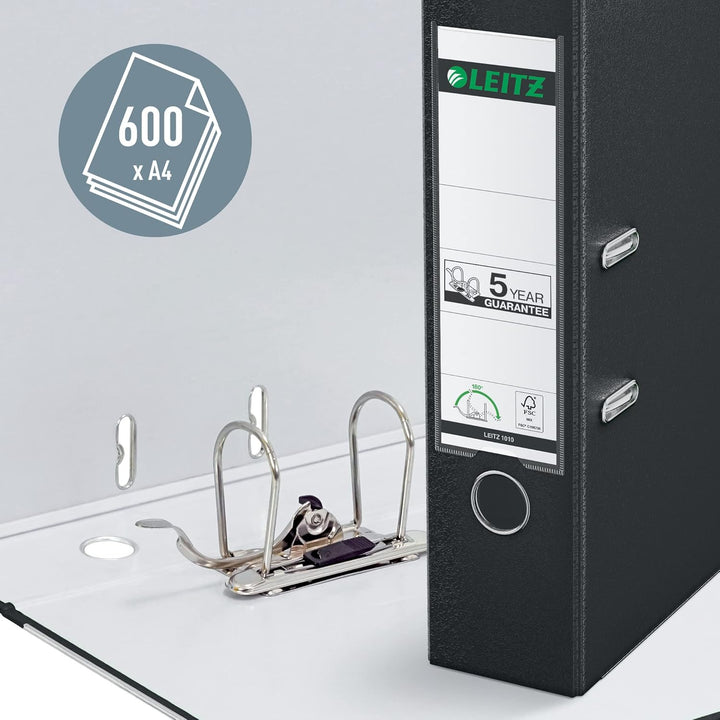 Leitz Qualitäts-Ordner 180° Plastik, 3er Pack, das Original, A4 Aktenordner 8 cm breit, 90% Recyclin