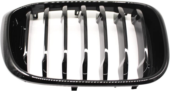 HZTWFC 2 Stück Auto Mesh Glänzend Schwarz Einzelne Zeile Renngitter Fronthaube Nierengitter Grill Fü