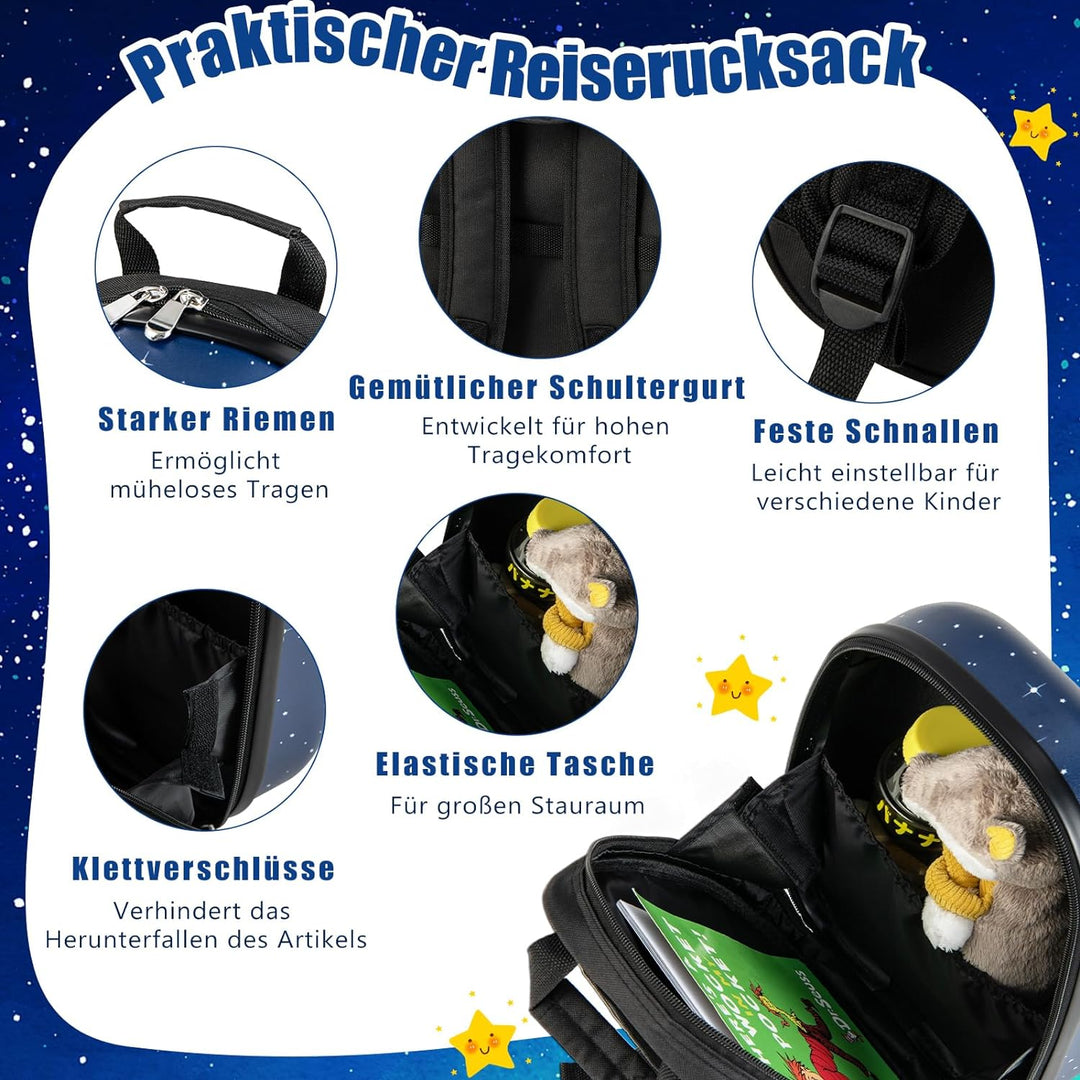 DREAMADE 2tlg. Kinderkoffer mit Rucksack, 16” + 12” Kinderkoffer Set, Kindertrolley Kindergepäck Han
