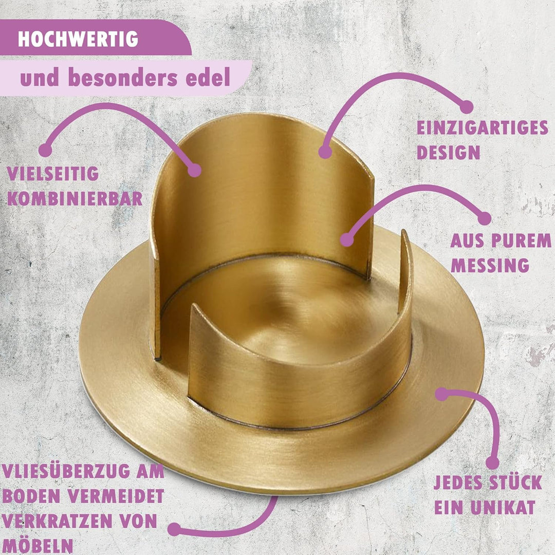 WikaKerzen Kerzenleuchter für Kerzen - Kerzenständer in Silber & Gold gebürstetem Messing Metall - K