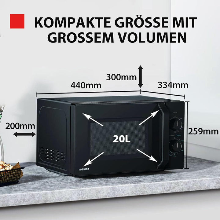 Toshiba MW2-MG20PF(BK)/GE Mikrowellenherd mit knuspriger Grill- & Kombigarfunktion, 5 Leistungsstufe