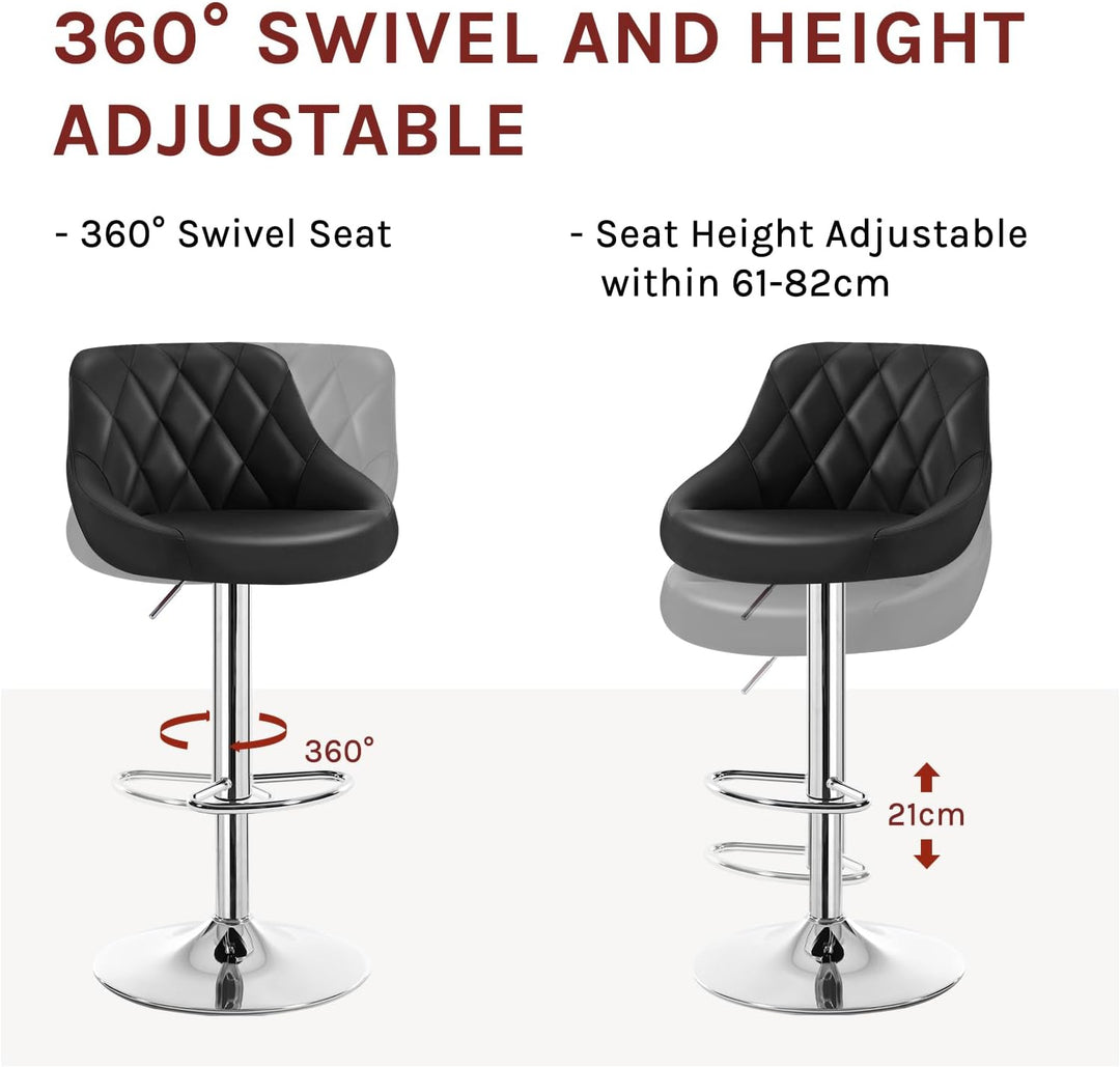 WOLTU 4er Set Barhocker Bistrohocker Tresenhocker Barstuhl Höhenverstellbar, Drehbar, Sitzfläche aus