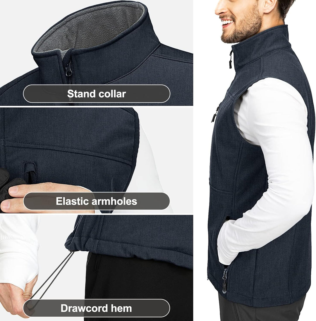 33,000ft Weste Herren Outdoor Wasserdichte Softshell Ärmellose Jacke Bodywarmer Fleece Weste Full Zi
