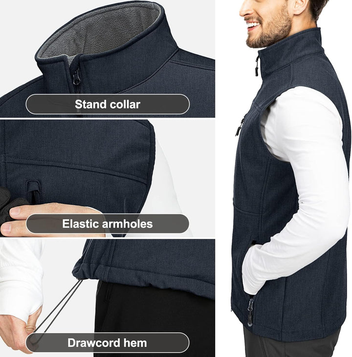 33,000ft Weste Herren Outdoor Wasserdichte Softshell Ärmellose Jacke Bodywarmer Fleece Weste Full Zi