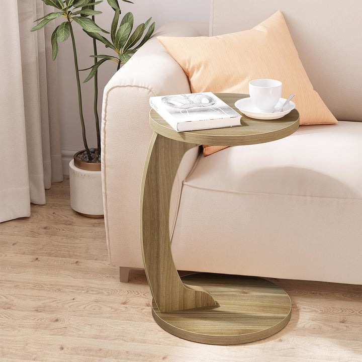 WOLTU Beistelltisch C Form, Couchtisch rund, Sofatisch Kaffeetisch Wohnzimmertisch Abstelltisch, Kle