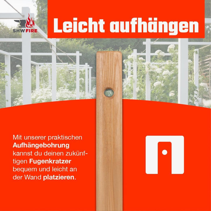 SHW-FIRE Fugenkratzer mit präzisem Schliff mit langem Holzstiel - perfektes Gartenwerkzeug für die U