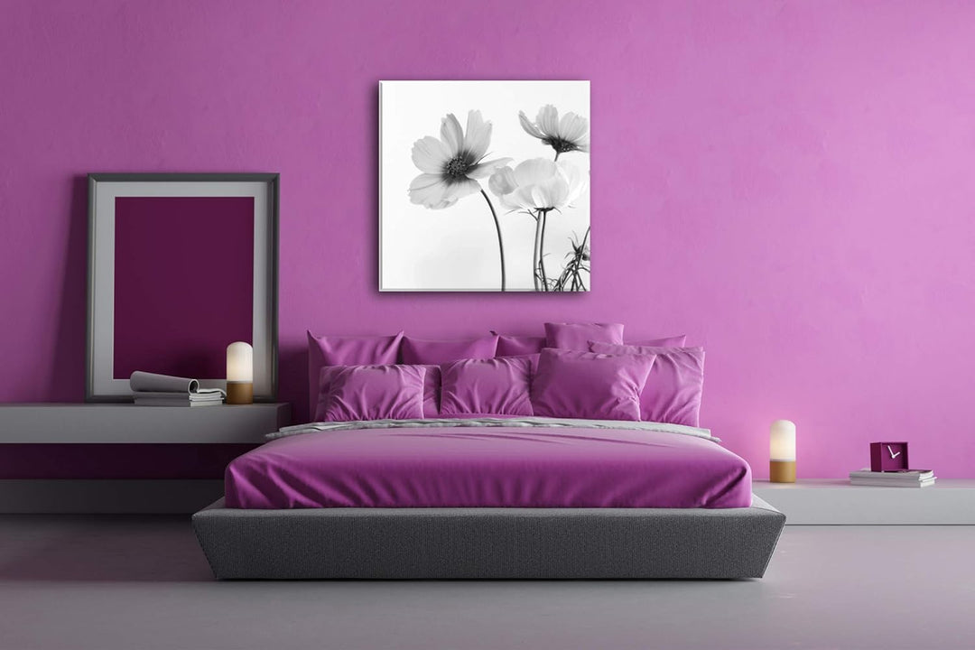 deyoli schöne Violette Blume im Format: 70x70 Effekt: Schwarz&Weiss als Leinwandbild, Motiv auf Echt