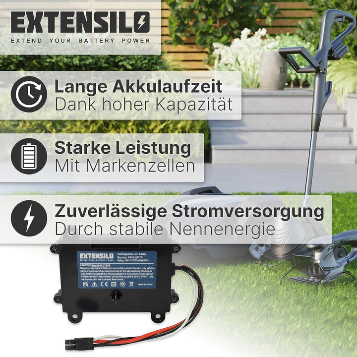EXTENSILO Akku Ersatz für Bosch F 016 104 898, F016104898, F016L69176 für Rasenroboter Rasenmäher (2