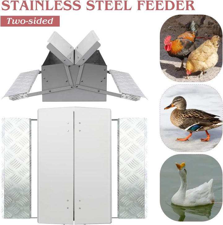 MUALROUS Futterautomat Hühner Rattensicher Hühner Futterspender Automatischer 5kg Trittplatte Hühner