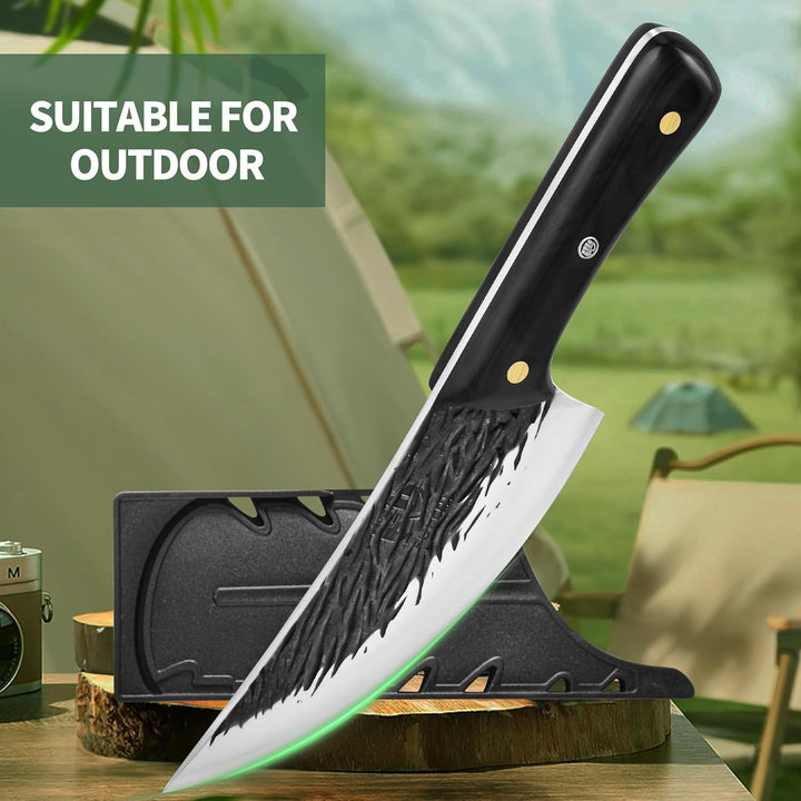 FULLHI Multi-color Holzgriff Full Tang Heavy Meat Cleaver mit Scheide, High Carbon Steel Chef Fleisc