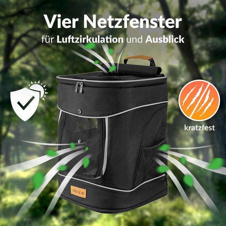 CADOCA® Haustierrucksack bis 20 kg verstellbare Gurte faltbar Kurzleine Haustier Tragetasche Hunderu