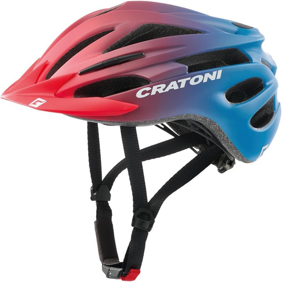 Cratoni Helmets Fahrradhelm für Kinder Pacer JR Mountainbike Jugendhelm Allroundhelm M Rot/Blau Matt