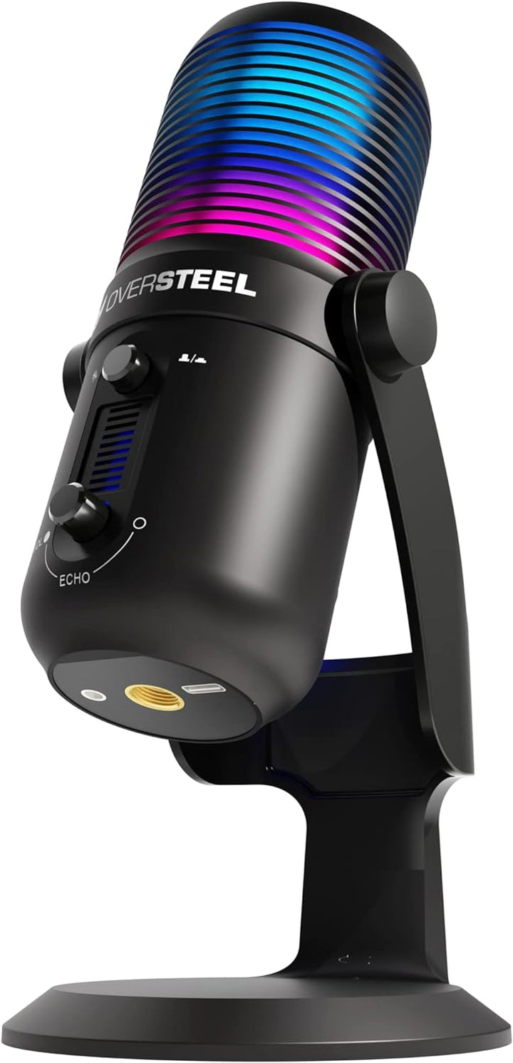 Oversteel - Elinvar USB-Gaming-Mikrofon, Nieren- und Kugelcharakteristik mit Arm und Ständer, RGB-Be