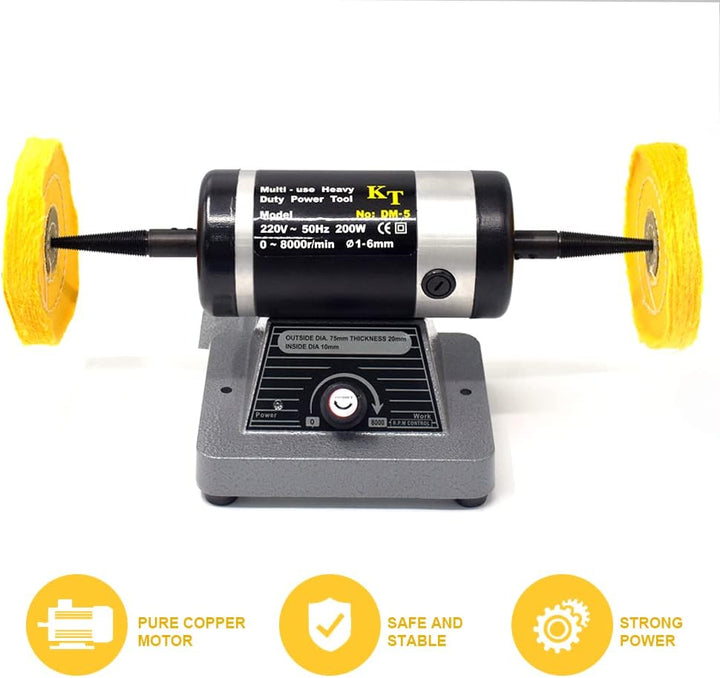 ToAuto Elektrische Poliermaschine für Bankpoliermaschine, 220 V, doppelte konische Spindeln, 8000 U/