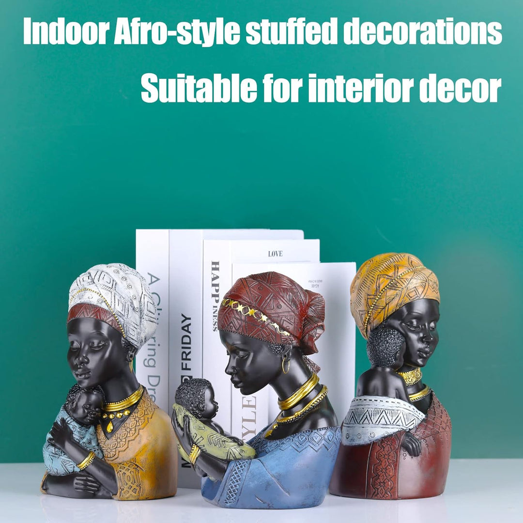 Home Decor Afrikanische Kunst Skulpturen, afrikanische Frau und Sohn Statue, Schwarze Statuen afrika