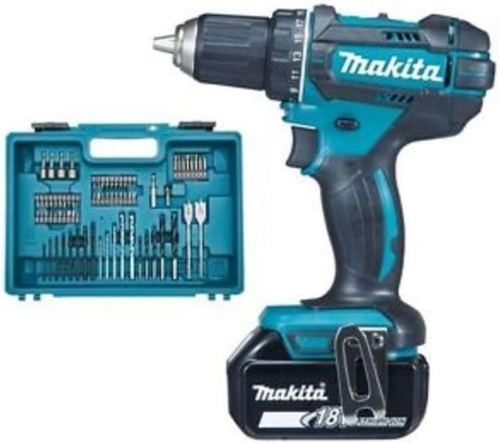 Makita Bohrmaschine/Akkuschrauber 18V, Li-Ion-Akku, 3 Ah Ø 13 mm + Zubehör-Set – DDF482RFX1