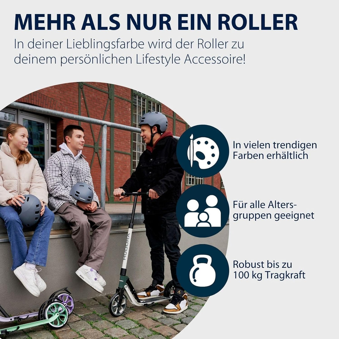 HUDORA BigWheel® 205 Advanced Scooter - Komfortabler Aluminium-Roller für bis zu 100kg - Höhenverste