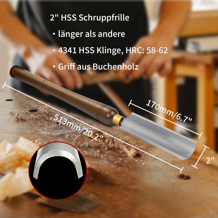 DEEFIINE Drechseleisen Set, HSS Drechselmesser im Holzkoffer, Drechselwerkzeug für Holz, 2 Zoll HSS