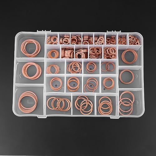 Kupfer Unterlegscheiben-Set, 568Stk. 30 Grössen O-Ring Kupferdichtungen Flachring-Set-Kit mit Kunsts