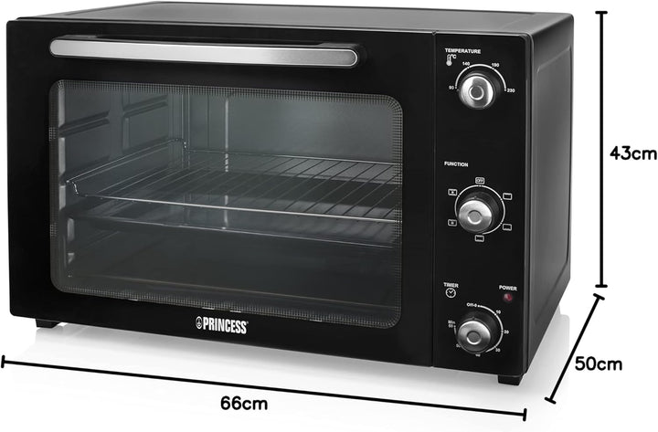 Princess 112759 Umluft-Ofen, 55 Liter Fassungsvermögen, zum Grillen/ Backen/ Auftauen und Toasten ge