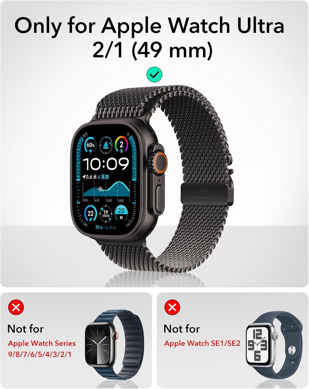 ESR für Apple Watch Ultra 2/1 Hülle mit Displayschutz (2024/2023/2022, 49mm), Militärnorm Schutz, Ca