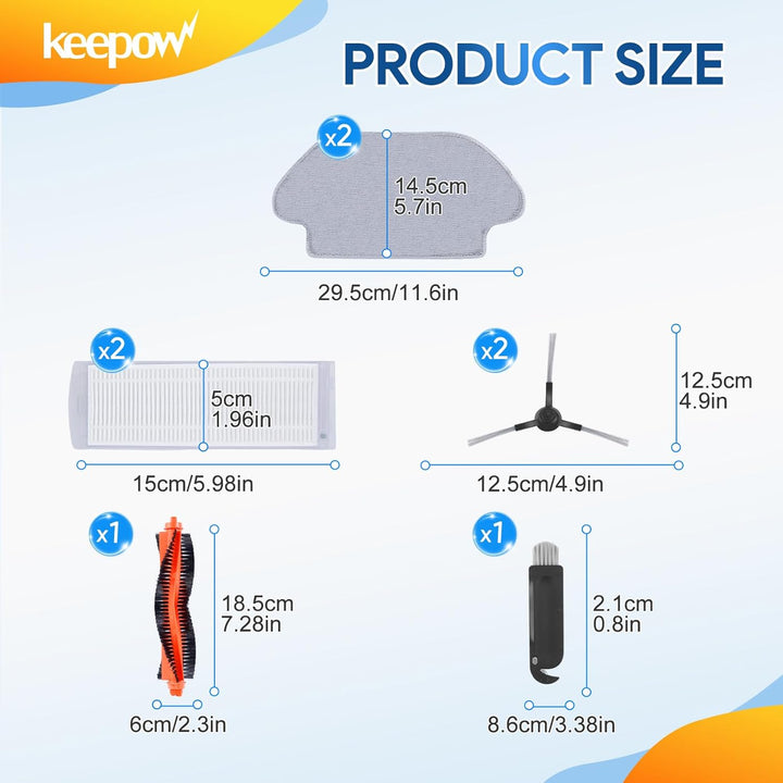 KEEPOW Zubehör für Xiaomi Mop Pro/Mi Robot Vacuum Mop P, Ersatzteile für Xiaomi Robot 2S Zubehör, 18
