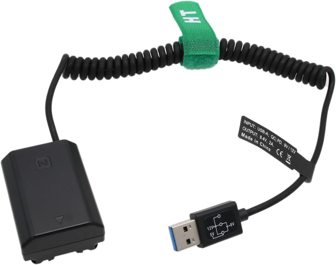 HangTon Power Bank 5V USB zu NP-FZ100 Dummy-Akku für Sony A9 A7R3 A7M3 A7S3 A7III A7RM3 A7RM4 A7SM3