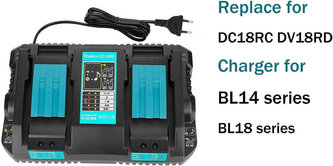 GOLEMON 2 Stück BL1850B BL1850 18 V 5000 mAh Li-Ion Akku + DC18RD Dual Port Ladegerät Ersatz für Mak