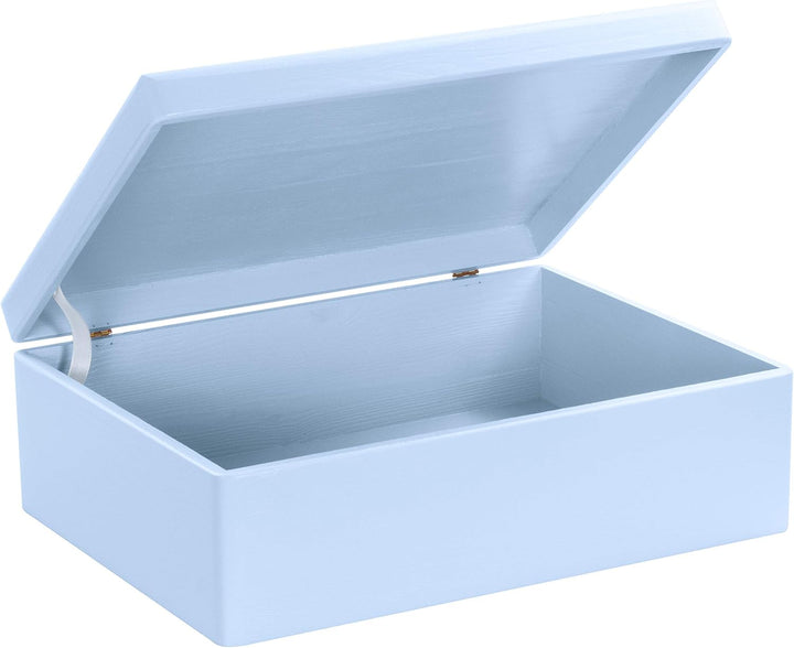 LAUBLUST Grosse Holzkiste mit Deckel - 40x30x14cm, Blau, FSC® | Allzweck-Kiste aus Holz - Aufbewahru