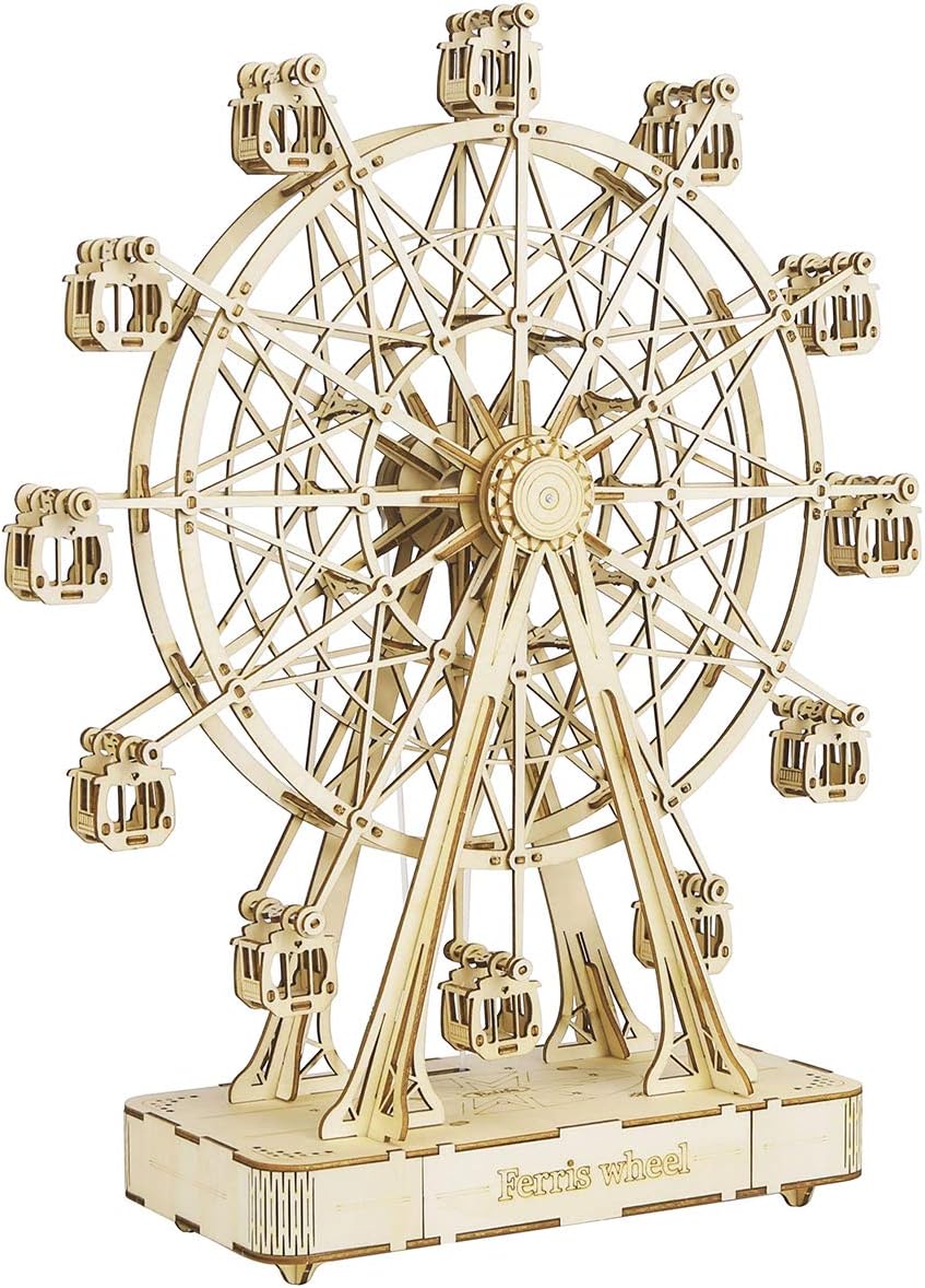Rolife 3D Puzzle Riesenrad Spieldose Modellbausatz Holzbausatz Erwachsene mit Musik für Kinder und E