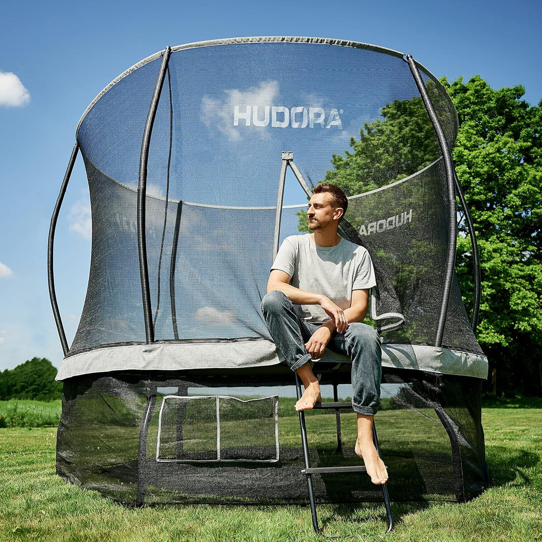 HUDORA Universalleiter - rutschhemmende Trampolinleiter mit breiten Stufen - höhenverstellbare Siche