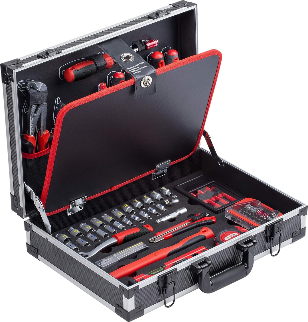 Meister Werkzeugkoffer 109-teilig - Stabiler Alu-Koffer - Werkzeug-Set - Für Haushalt, Garage & Werk