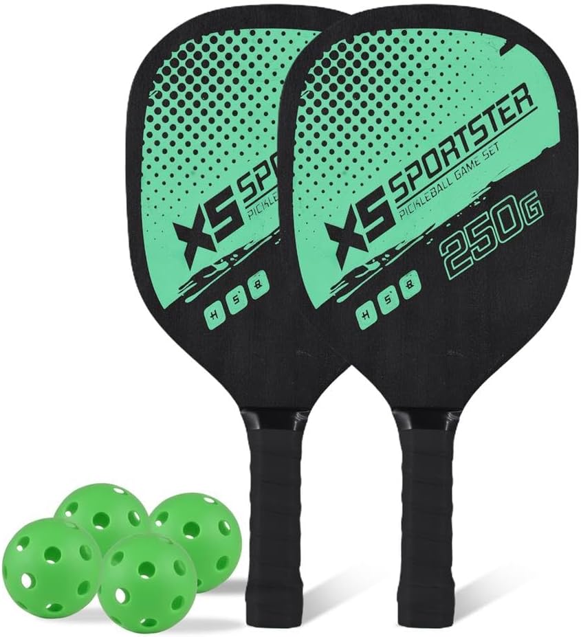 Lixada Pickleball Paddelschläger, 4 Pickleball Bälle mit 2 Paddeln, Indoor & Outdoor Pickleball Padd
