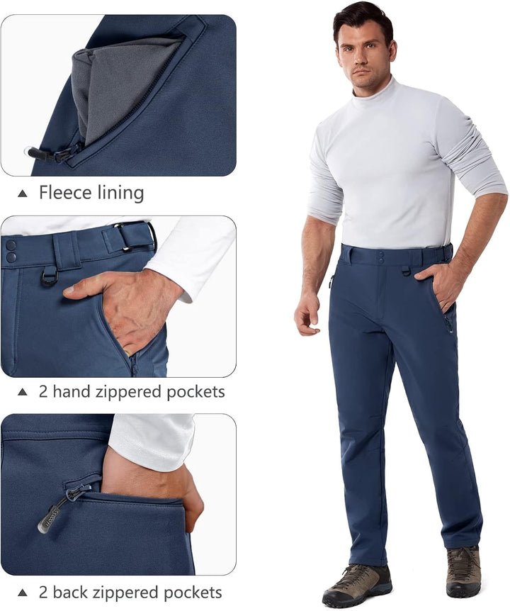 33,000ft Outdoorhose Herren Softshellhose Wasserdicht Winddicht Skihose Warm Fleece Gefüttert Arbeit