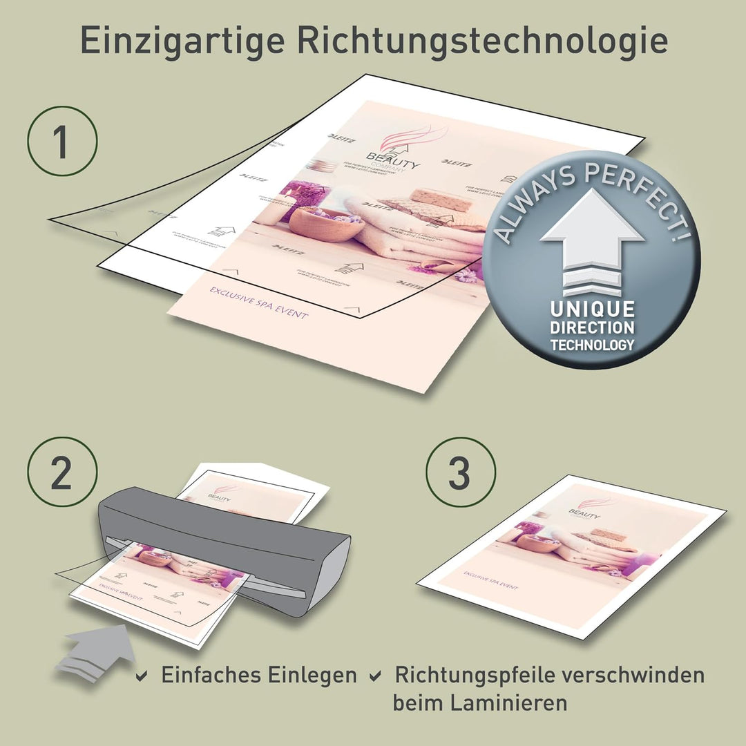 Leitz Heisslaminierfolien A3 125 mic, Laminierfolien in Premium-Qualität im 100er Pack, Glänzend, Tr