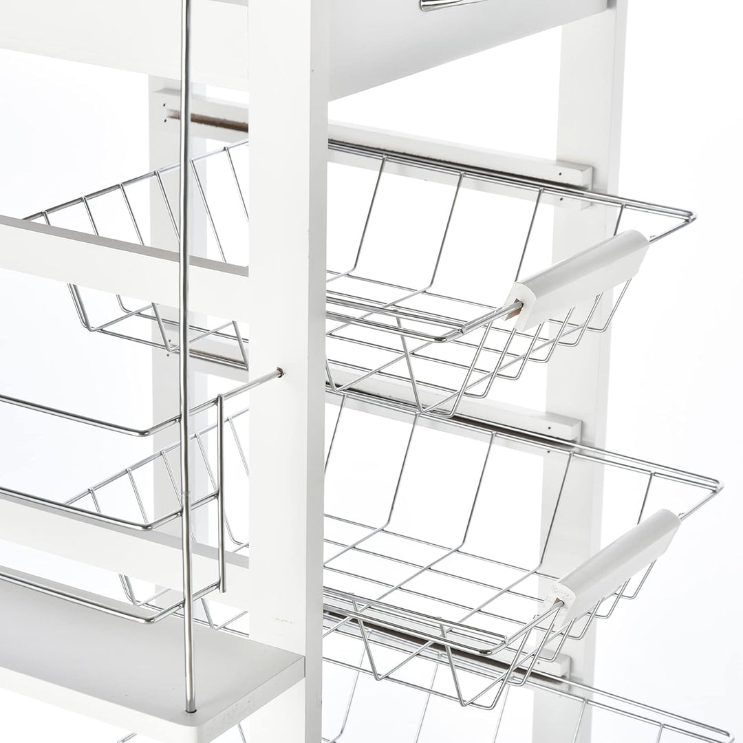 HOMCOM Küchenwagen Servierwagen 5 Ebenen mit Schublade Rollwagen Küchenregal mit Rollen Arbeitsplatt