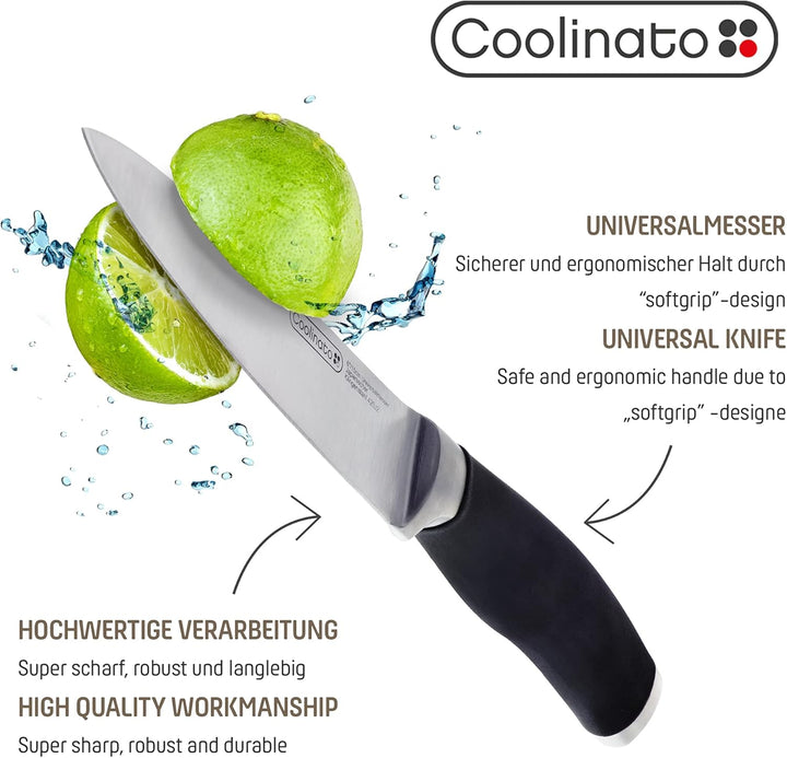 Profi Küchenmesser - Universalmesser 15cm, extrem scharf, Japanischer Klingenstahl, Soft Grip Griff,