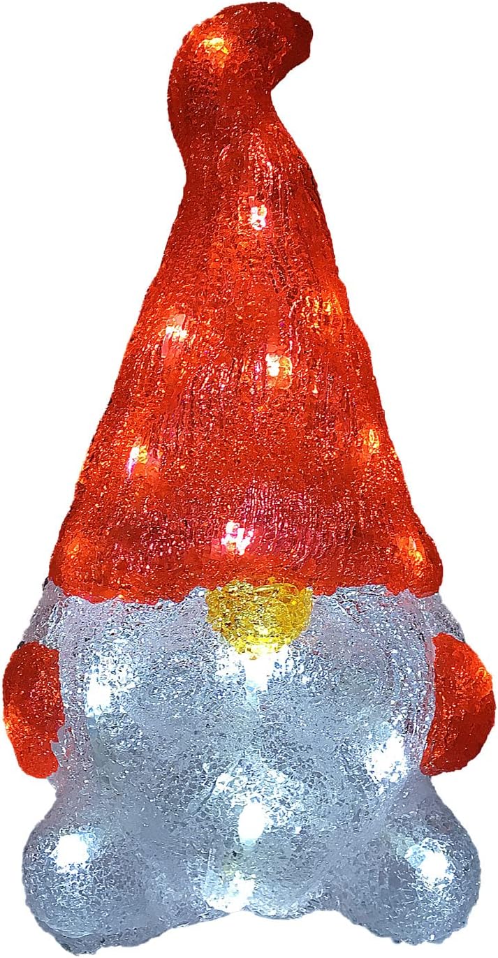 Deuba LED Acryl Figur Wichtel 29,5cm Gross Innen Aussen Weihnachtsdeko beleuchtet Weihnachten Deko I
