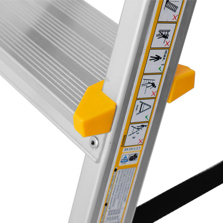 Zweiseitige Aluleiter Klappleiter Haushaltsleiter 2x2 Stehleiter Tragkraft 150kg TÜV | 2 Stufen / 15