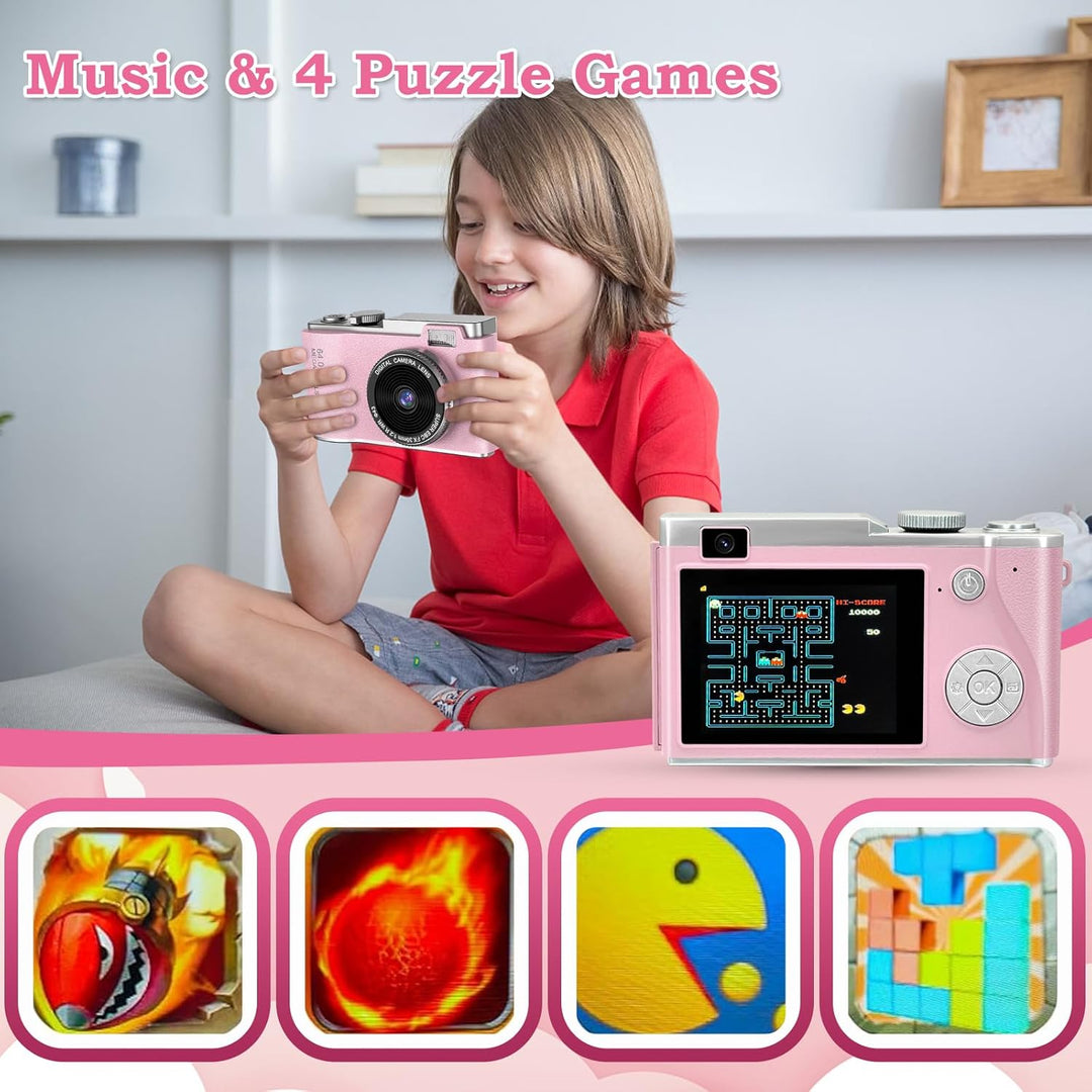 AKOFIC Kinderkamera, 2,4 Zoll 1080P HD Bildschirm Kamera Kinder mit 32GB Karte, Selfie Digitalkamera