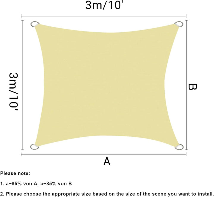 HOMPER Sonnensegel Wasserdicht Sonnenschutz, Oxford-Gewebe, UV-Schutz, für Balkon Terrasse Garten Ca