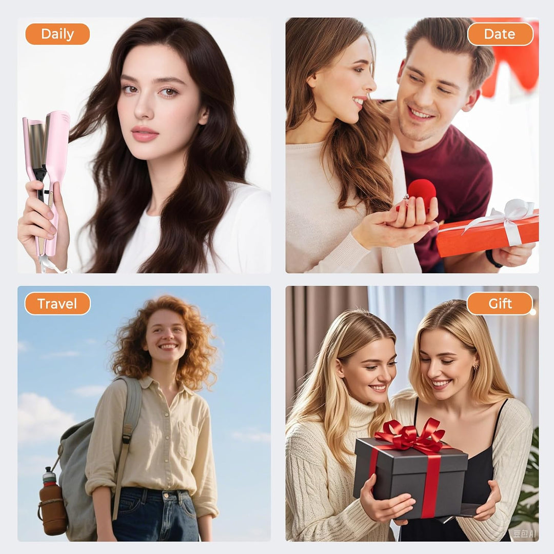 Welleneisen FüR Haare, Hair Waver 2-fach Barrel, Beach Waves Lockenstab Für Volumizing Haar, Französ