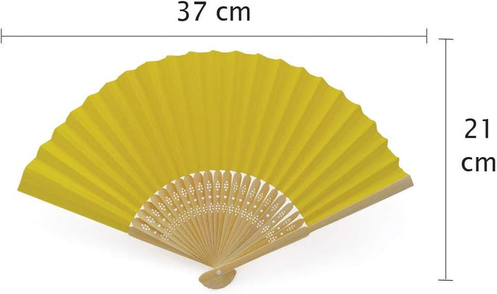 OLILLY Handfächer aus weissem Papier und Bambus für Hochzeiten (Gelb, 50 Handfächer) Gelb 50 Handfäc