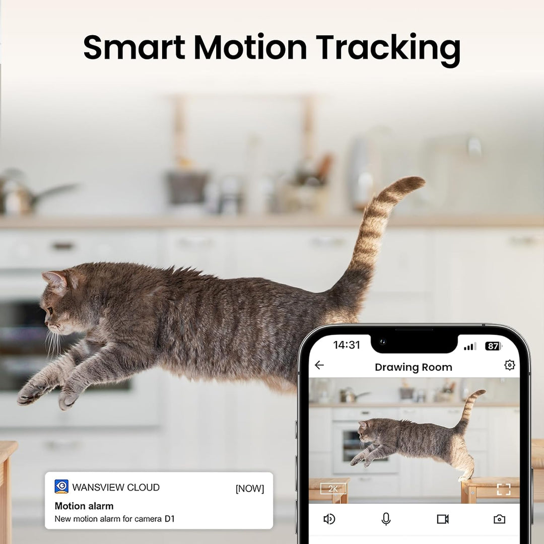 Cinnado Babyphone mit Kamera Überwachung Innen - 2K 360 Grad WLAN Kamera für Baby/Haustier, WiFi IP