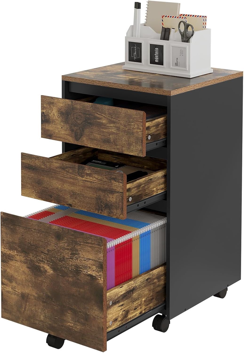 WOLTU mobiler Aktenschrank, Schrank für Aktenordner, Aufbewahrungsschrank im Büro, Büroschrank mit R