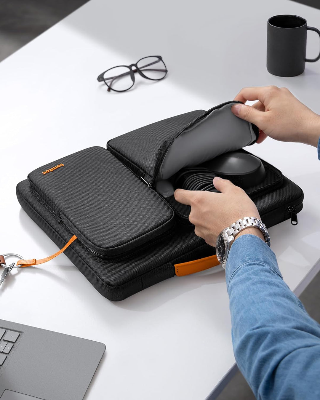 tomtoc 360° Tasche Hülle Kompatibel mit 15,6 Zoll Acer, ASUS, Dell, HP, Lenovo Laptop Notebook Chrom